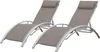 Lot de 2 transats GALAPAGOS en textilène taupe - aluminium Voir les images du produit 1