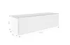 A 3D rendering of a white wall-mounted cabinet with dimension lines. Náhled obrázku produktu
