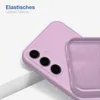 A close-up shot of a purple phone case, showing the interior lining and the camera cutout. Produktbild-Vorschau