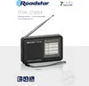 A black portable radio with an extended antenna is shown on a white background. Produktbild-Vorschau