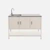 sweeek - Outdoor-Küche aus Stahl mit Spüle L120 cm - Beige Produktbild-Vorschau 2