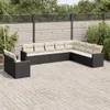 vidaXL 10-tlg. Garten-Sofagarnitur mit Kissen Schwarz Poly Produktbild-Vorschau 2