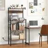A home office or kitchen setup with a multi-tier shelving unit next to a desk. Voir les images du produit