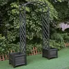 Rosenbogen Schwarz mit Blumenkübeln Spalier Rankhilfegitter Produktbild-Vorschau 3