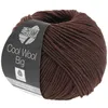 A ball of brown yarn with a label. Produktbild-Vorschau