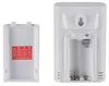 The back of a white weather sensor with the battery compartment open, showing the battery placement instructions. Produktbild-Vorschau