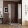 A modern bathroom with a corner shower enclosure. Produktbild-Vorschau