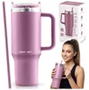 Mug isotherme BERDSEN avec paille, en acier inoxydable, Voir les images du produit 1
