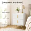Petit Table de Chevet, Appoint avec 2 Tiroirs, Structure en Voir les images du produit 5