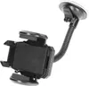 A black smartphone car mount with a flexible gooseneck and suction cup base is shown against a white background. Voir les images du produit