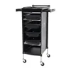 A black salon trolley with six drawers and wheels, shown against a white background. Voir les images du produit