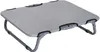 A gray foldable pet cot with metal legs is shown from a slightly elevated side angle on a white background. Voir les images du produit