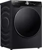 A black Hisense washing machine is shown from a diagonal angle against a white background. Voir les images du produit