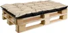 A beige cushion with black trim sits on a wooden pallet. Náhľad obrázku produktu