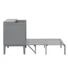 A side view of a gray murphy bed in its open position, showing the bed frame extended from the cabinet. Produktbild-Vorschau