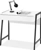 A white desk with black metal legs, a black desk lamp, and a rolled-up newspaper on top. Anteprima dell’immagine prodotto