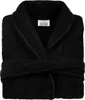 A black bathrobe folded and tied with its belt. Podgląd zdjęcia produktu