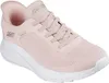 A pink Skechers slip-in sneaker with a white sole, shown from a side angle against a white background. Voir les images du produit