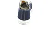 The back view of a navy blue canvas sneaker with a white sole and laces, set against a white background. Produktbild-Vorschau