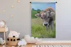 MuchoWow® Wandteppich Wandbehang Kuh - Braun - Landschaft Produktbild-Vorschau 3
