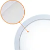 A close-up view of the edge and texture of a round LED panel light, with a magnified inset showing the material detail. Produktbild-Vorschau