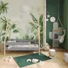 A child's bedroom with a jungle-themed wallpaper, a wooden bed frame, and a hammock chair. Produktbild-Vorschau