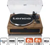 A Lenco turntable with built-in speakers and various features highlighted by icons below. Produktbild-Vorschau