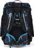 The back of a black and blue backpack with a lightning bolt pattern. Voir les images du produit