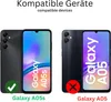 Two smartphones are shown side-by-side with compatibility indicators. The left phone is marked with a green checkmark and labeled 'Galaxy A05s', while the right phone is marked with a red 'X' and labeled 'Galaxy A05'. Produktbild-Vorschau