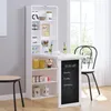 A white shelf unit with a fold-down table, showing various items like jars, cups, and a blackboard with a to-do list. Voir les images du produit