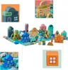 Relaxdays Holzbausteine Stadt, 133 Bauklötze, Puzzlematte, Produktbild-Vorschau 2