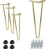 Set di 4 gambe per mobili Hairpin in oro, altezza 41 cm, 2 Anteprima dell’immagine prodotto 1