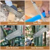A collage of four images showing a Japanese pull saw being used to cut wood, PVC pipe, branches, and bamboo. Náhled obrázku produktu