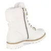 A white boot with fur trim and gold accents is shown from the side against a white background. Produktbild-Vorschau