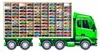 Modellauto-Regal für 80 Autos 1:64 – Wandregal & Setzkasten für Spielzeugautos, Lkw-Motiv, Grün, Birken-Sperrholz – Detailansicht der Fächer Produktbild-Vorschau