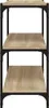 A three-shelf bookshelf with a wood-grain finish and black metal frame, shown against a white background. Voir les images du produit