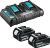 A black and teal Makita dual battery charger with two 18V 6.0Ah batteries. Anteprima dell’immagine prodotto