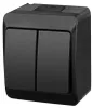 Elektro-Plast | Interruttore Doppio Hermes - Nero - IP44 - Anteprima dell’immagine prodotto 1