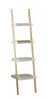 A ladder shelf unit with four shelves, made of wood and white material, is shown against a white background. Produktbild-Vorschau