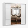 Schwebetürenschrank Kleiderschrank Schrank 233 cm Weiß/Weiß Produktbild-Vorschau 3