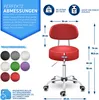 TRESKO Roller Stool Červená s opierkou Pracovná stolička Náhľad obrázku produktu 7