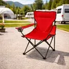 Campingstuhl Faltstuhl Anglerstuhl Regiestuhl Rot Getränkehalter und Tasche Produktbild-Vorschau