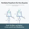 Diagrams showing two sizes of shower door seals with dimensions. Produktbild-Vorschau