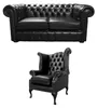 Chesterfield Design Sofagarnitur Ohrensessel Sofa Couch Set Produktbild-Vorschau 1