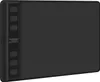 A black graphics tablet is shown from a slightly elevated side angle against a black background. Produktbild-Vorschau