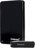 A black external hard drive and a black USB flash drive are shown against a white background. Produktbild-Vorschau