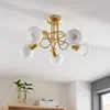 Lindby Deckenlampe Elaina, Ø50cm, 5-flg., messing, Glas, Produktbild-Vorschau 2