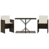 Design 3-tlg. Bistro-Set mit Kissen Braun Poly Rattan, Produktbild-Vorschau 2