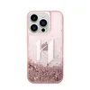 A pink iPhone 14 Pro Max case with glitter and a Karl Lagerfeld logo. Náhled obrázku produktu