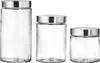 Three glass jars of varying sizes with silver lids, arranged side-by-side on a white background. Produktbild-Vorschau